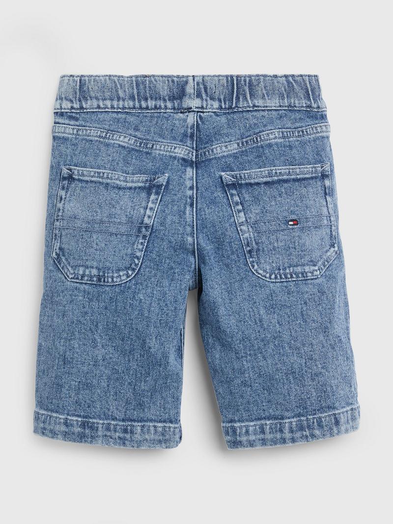 Fiú Tommy Hilfiger Drawstring Denim Rövidnadrág Kék | HU 2178BEX